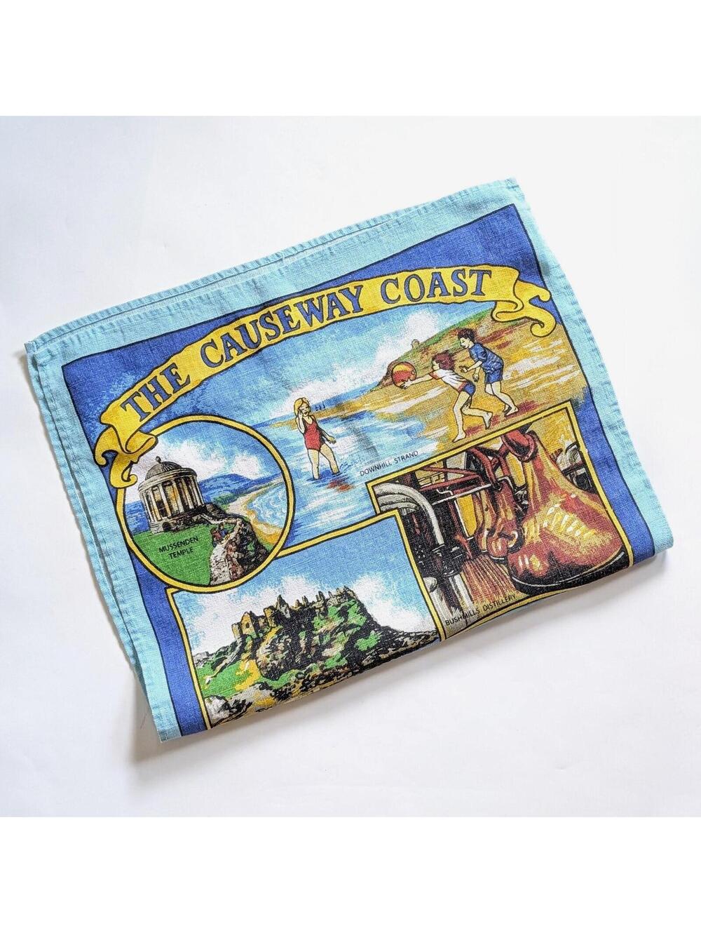 Vintage Ulster Weavers Linen Tea Towel - The Causeway Coast